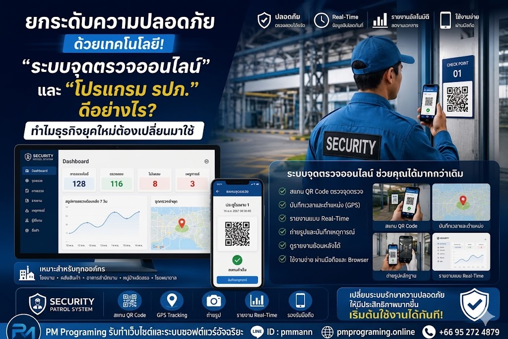 ยกระดับความปลอดภัยด้วยเทคโนโลยี! "ระบบจุดตรวจออนไลน์" และ "โปรแกรม รปภ." ดีอย่างไร? ทำไมธุรกิจยุคใหม่ต้องเปลี่ยนมาใช้